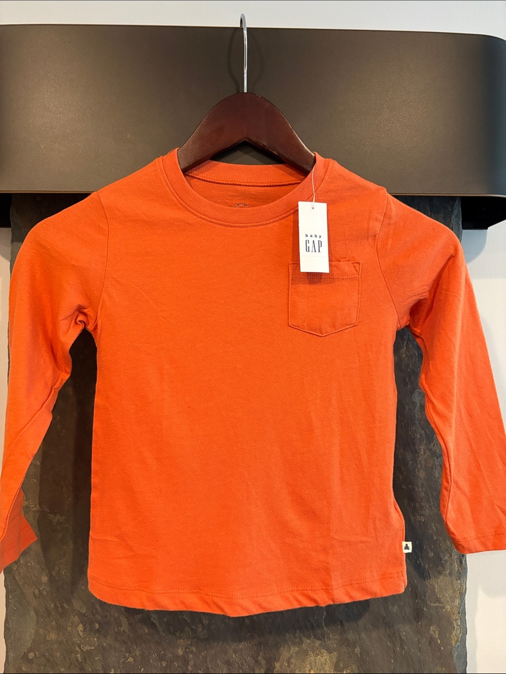 NWT GAP Orange Long Sleeve Pocket Tee for Kids, 5